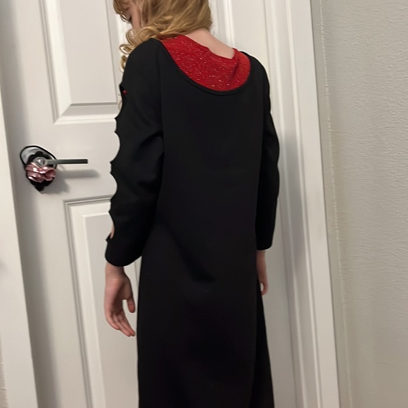 SEXY BLACK ⚫️COLD SHOULDER 👗 LOW CUT DRESS 💜 ZIPPERED LARGE - Picture 11 of 12